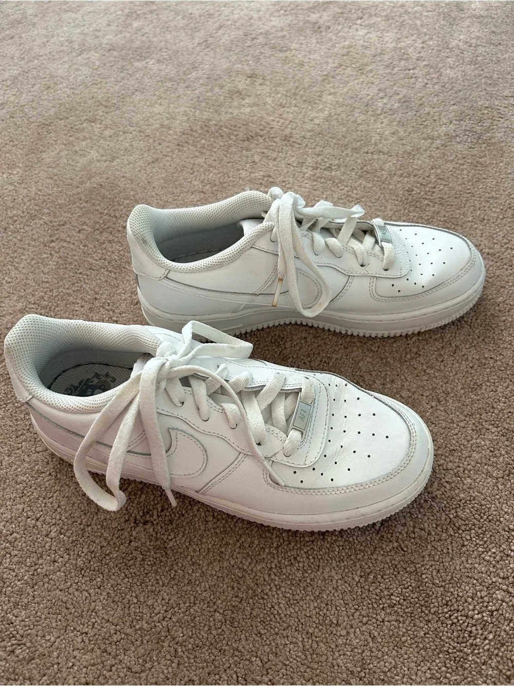 Nike Air Force 1 Low Triple White Sneakers Shoes Youth Size 6.5Y
